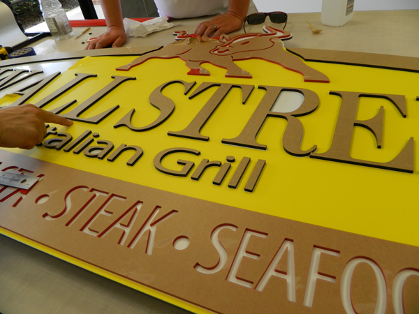 New sign for Wall Street Italian Grill in the process of being put together. 12-Point SignWorks