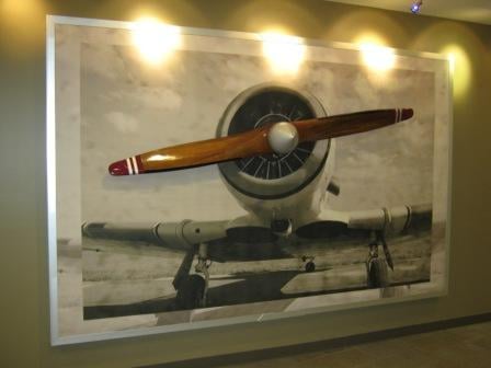 3D wall mural airplane graphic with propeller