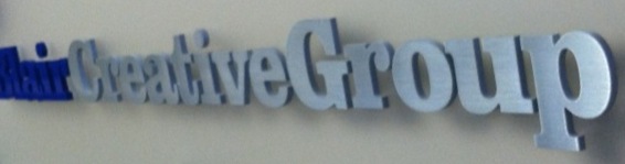 brushed aluminum flat cut dimensional letters