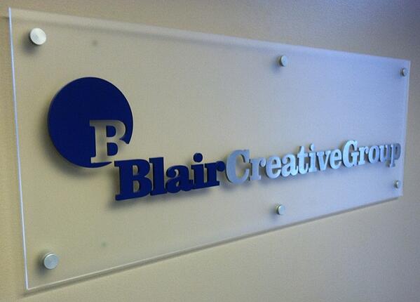 dimensional logo letters on frosted acrylic sign