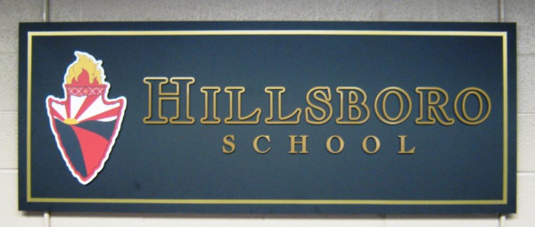 Hillsboro School dimensional acrylic logo office sign