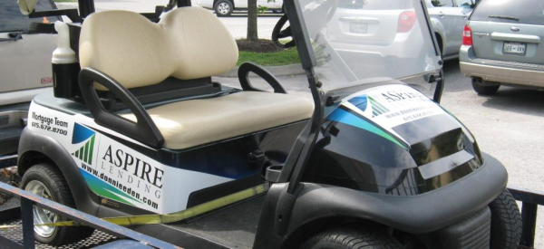 Full color printed vinyl golf cart wrap graphics