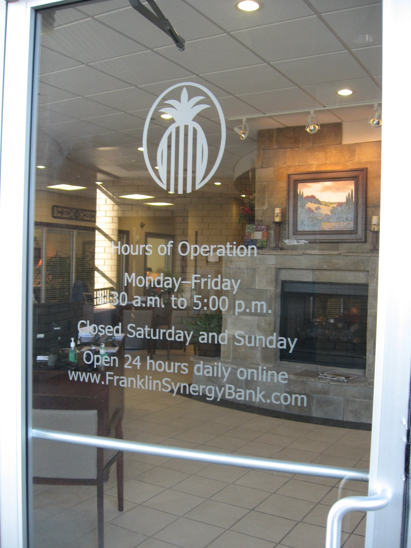 Etched glass vinyl door graphics for Franklin TN business