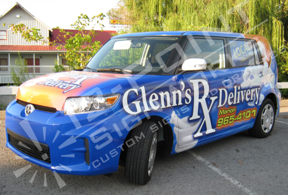 Scion car wrap to promote pharmacy business