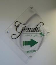 Decorative vinyl lettering for indoor directional sign