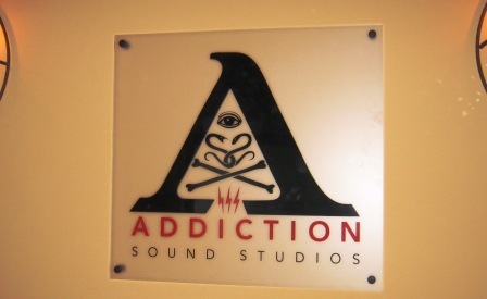 Addiction Sound Studios, dimensional logo sign, lobby sign, 12 point signworks