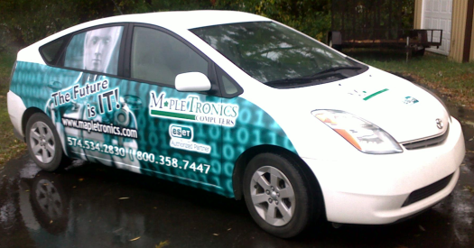 Custom partial wrap on Prius fleet vehicle