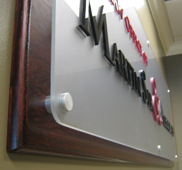 custom indoor business sign for lawyer office