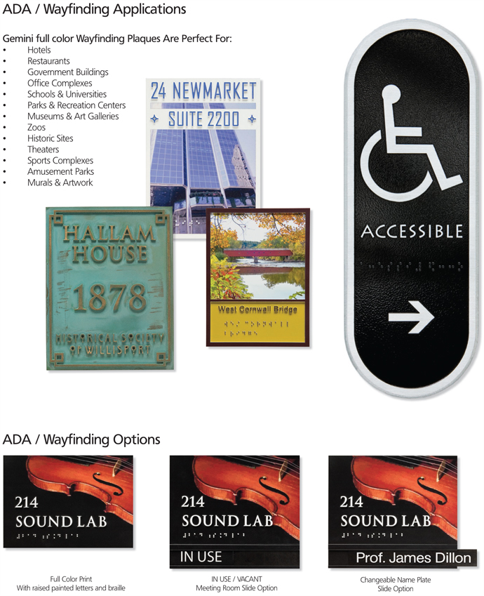 metal plaque wayfinding ADA signs