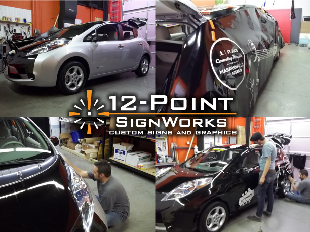 Nissan Leaf Wrap, custom vehicle wrap, car wrap, vehicle graphics, 12 point signworks