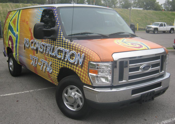 RB Construction cargo van custom vinyl wrap