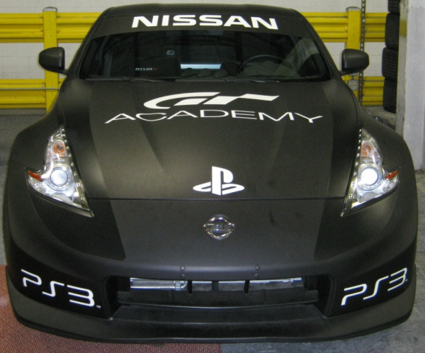 Nissan GTR matte and satin black wrap graphics for GT Academy