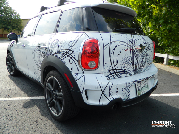 Finished cut vinyl car graphics for mini cooper. 12-Point SignWorks