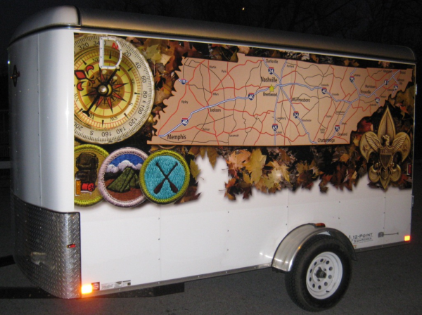 Custom trailer wrap design for Troop 86's trailer