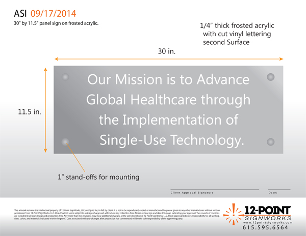 Original proof for the acrylic panel sign for ASI. 12-Point SignWorks