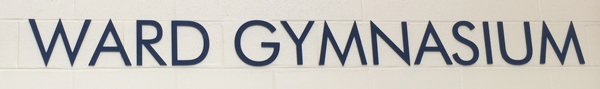 Acrylic letters above the doors to the gym in FCA's Main Foyer. 12-Point SignWorks