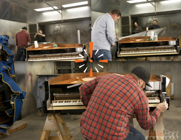 Color change piano wrap for Super Bowl National Anthem by Alicia Keys