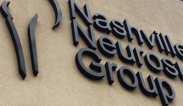 Close-up view of Nashville Neurosurgery Group's new exterior building sign. 12-Point SignWorks