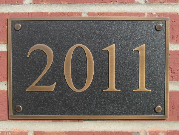 Bronze building plaque construction year