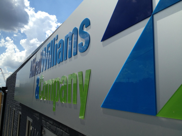 Exterior acrylic signs and logo for Alfred Williams by 12-Point SignWorks