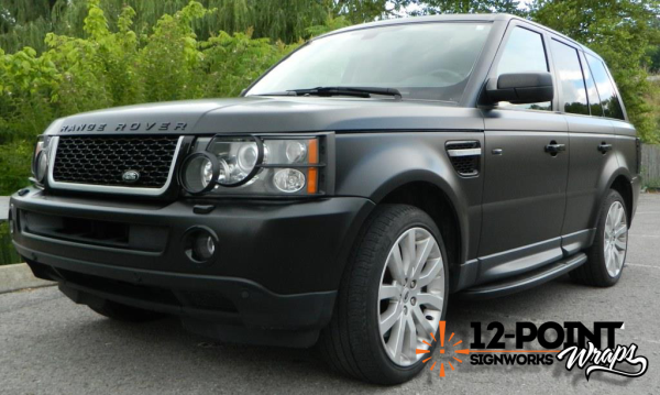 Range Rover Sport satin black color change designer wrap
