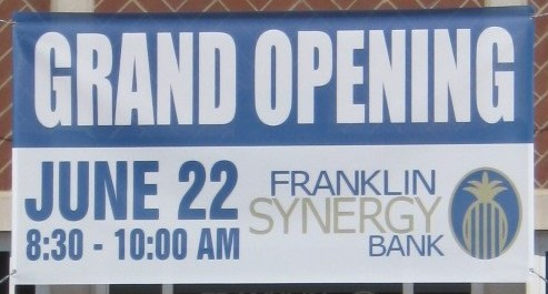 grand opening hanging banner by 12-Point SignWorks