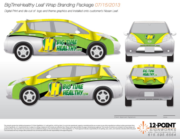 Car wrap Nissan LEAF superhero theme