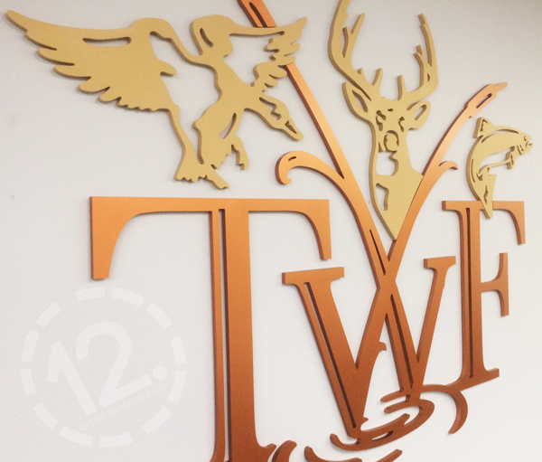 Custom interior dimensional sign for TWF in Nashville. 12-Point SignWorks