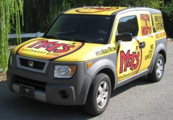 Honda Element catering delivery car with full wrap for advertising