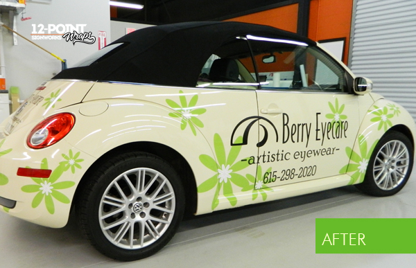 The after view of the side of the Berry Eyecare VW bug. 12-Point SignWorks