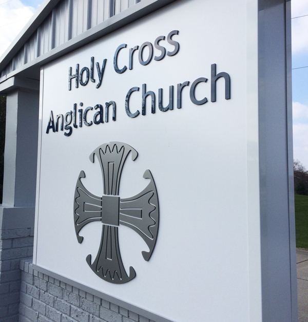 Another view of the sign for Holy Cross Anglican Church in Franklin, TN. 12-Point SignWorks 