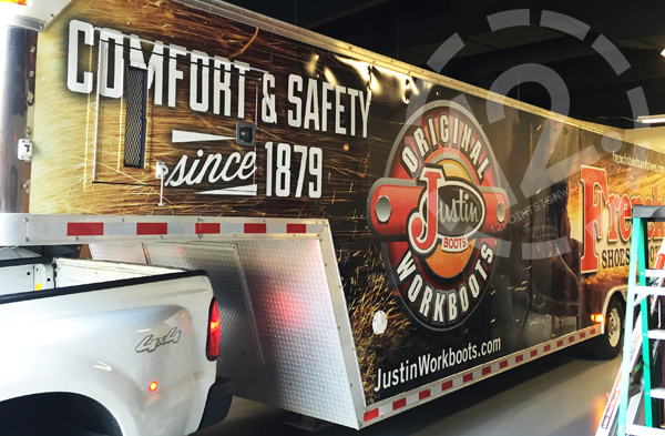 French's Shoes & Boots 36' trailer wrap at 12-Point SignWorks. Franlin, TN