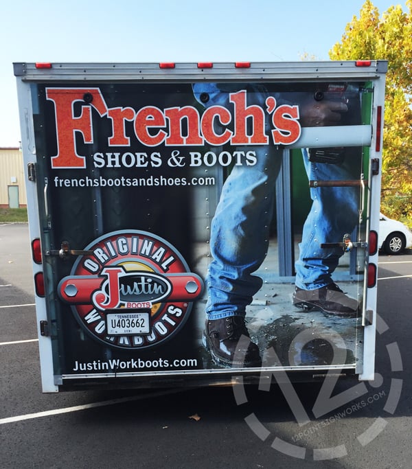 The back of the 36' trailer for French's Shoes & Boots. 12-Point SignWorks