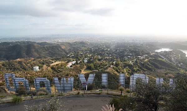 View behind the Hollywood Sign, showing the steel framework. 12-Point SignWorks