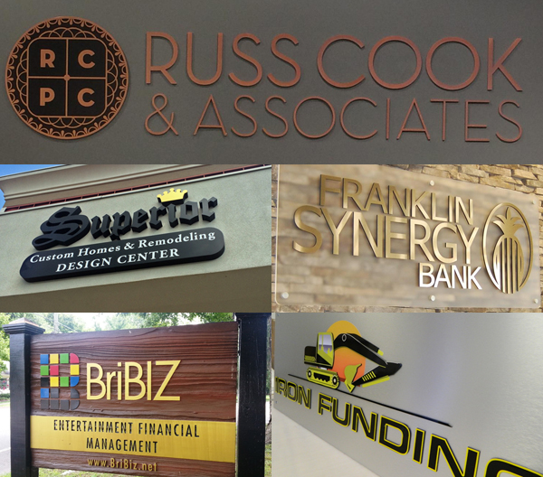 A collection of signage created and installed by 12-Point SignWorks in Franklin, TN. 
