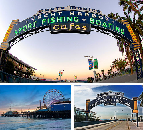 Combination of photos of the Santa Monica Pier and iconic sign. 12-Point SignWorks