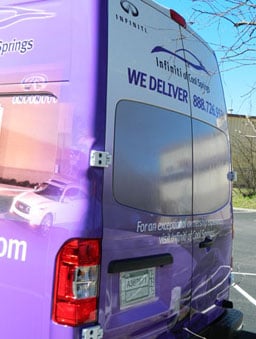 The rear view of the NV2500, showing the perforated window vinyl. 12-Point SignWorks