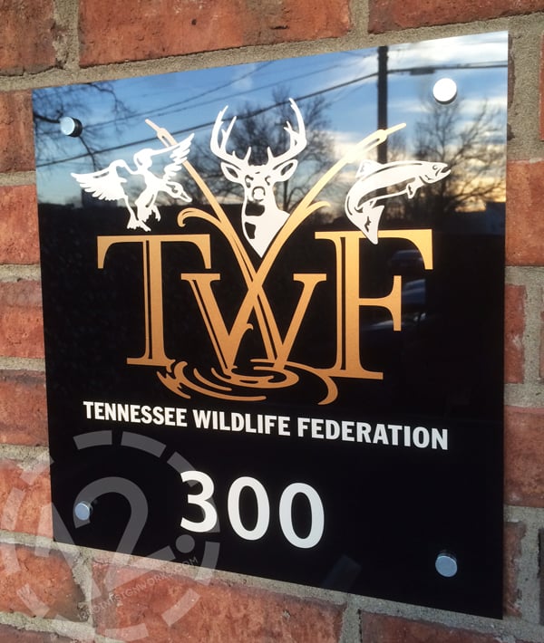 Exterior signage for the Tennessee Wildlife Federation headquarters in Nashville. 12-Point SignWorks