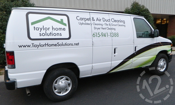 Partial coverage custom van wrap for Taylor Home Solutions. 12-Point SignWorks