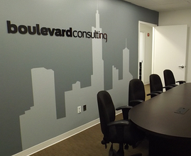 black acrylic dimensional letters conference room wall