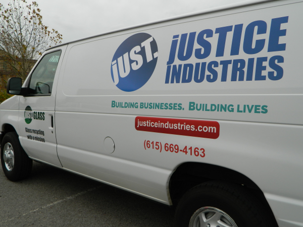 Cut vinyl graphics for Justice Industries