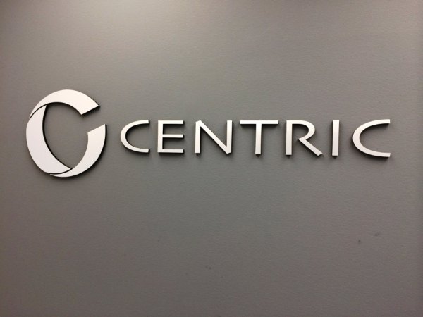 Corporate lettering for CENTRIC by 12-Point SignWorks
