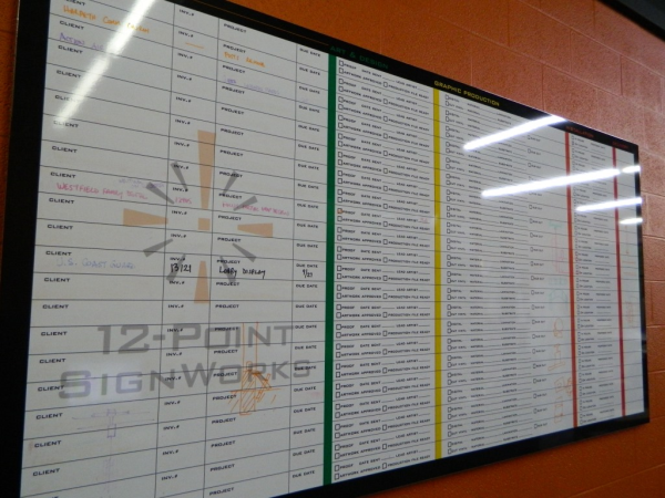 Office whiteboard at 12-Point SignWorks