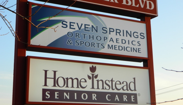 Lighted monument sign for Seven Springs Ortho. by 12-Point SignWorks
