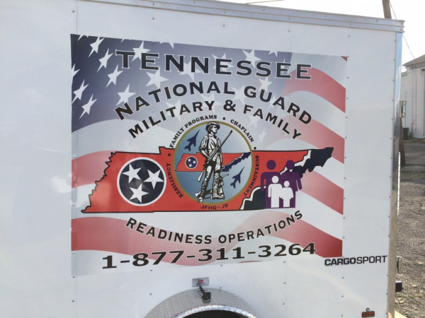 Trailer graphics installed for the Tennessee National Guard by 12-Point SignWorks