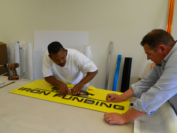 Flat panel ACP lobby sign for Iron Funding. 12-Point SignWorks