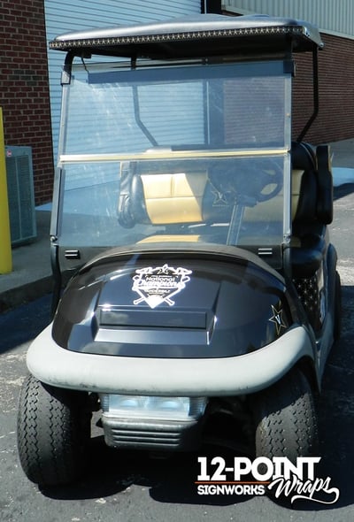 Front of the 4 passenger golf cart for the Vanderbilt baseball team. 12-Point SignWorks