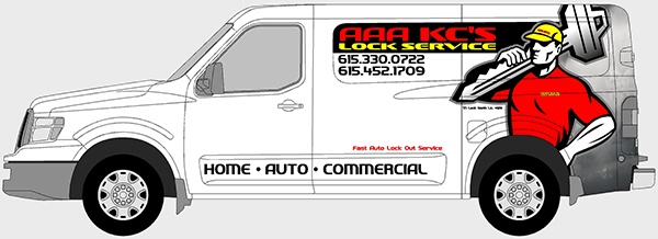 The proof for AAA KC's Lock Service custom advertising wrap. 12-Point SignWorks - Franklin, TN