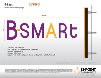 B-SMaRt logo proof of dimensional signage from 12-Point SignWorks