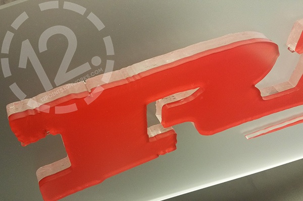 A close-up of the 'R' in the Red's logo sign. 12-Point SignWorks - Franklin TN